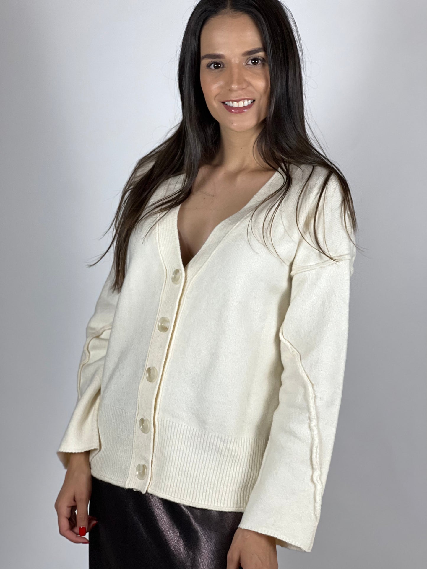 IVORY BUTTON DOWN SWEATER
